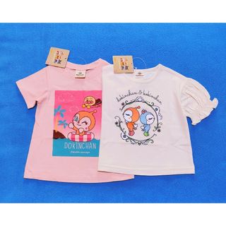 アンパンマン(アンパンマン)の新品　90cm　アンパンマン　女の子半袖Ｔシャツ2枚セット　パフiv×海ピンク(Tシャツ/カットソー)