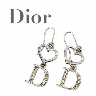 クリスチャンディオール(Christian Dior)の美品 ディオール Dior ピアス シルバー ストーン ハート フック(ピアス)