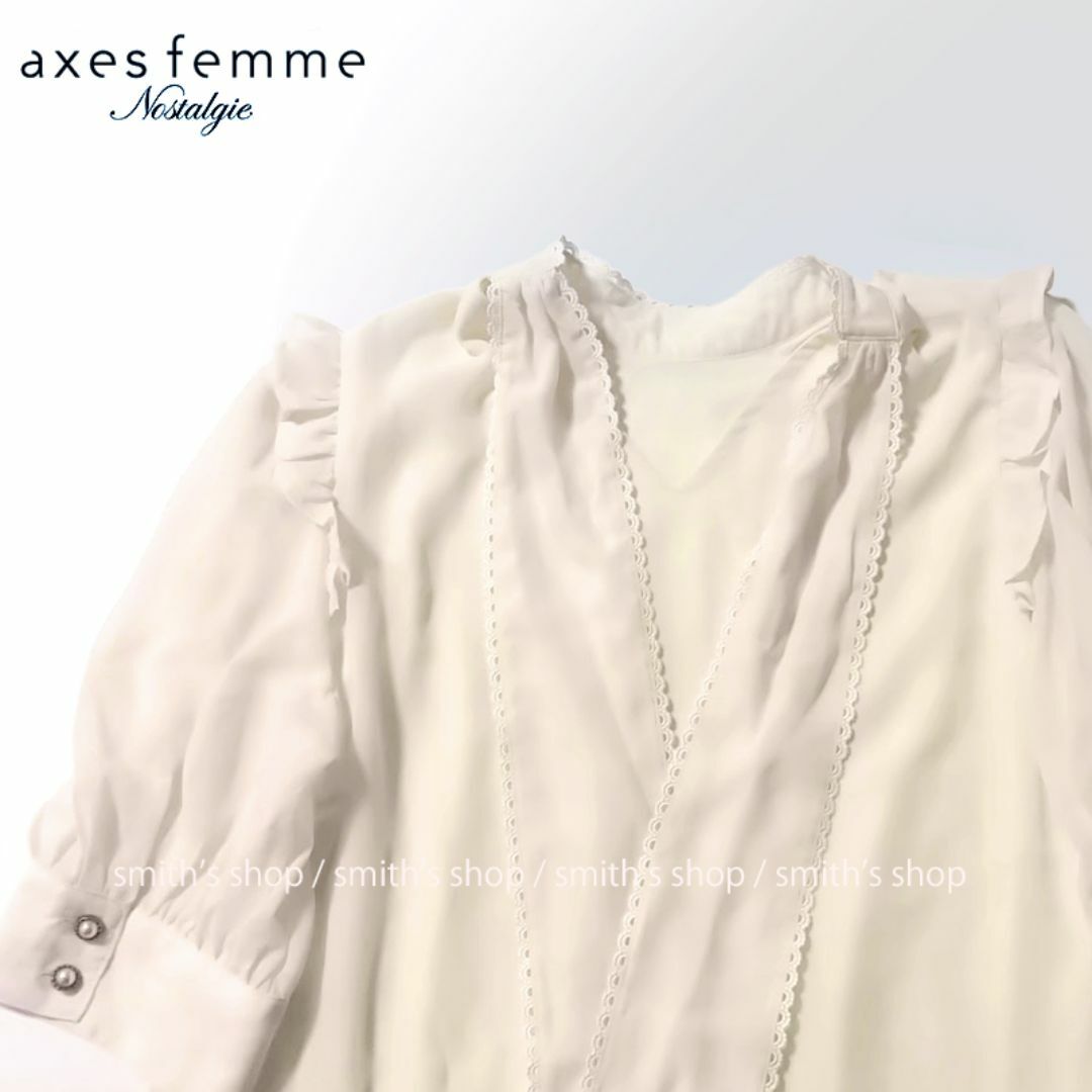 axes femme(アクシーズファム)のaxes femme Nostalgie バックリボン肩フリルブラ レディースのトップス(シャツ/ブラウス(半袖/袖なし))の商品写真