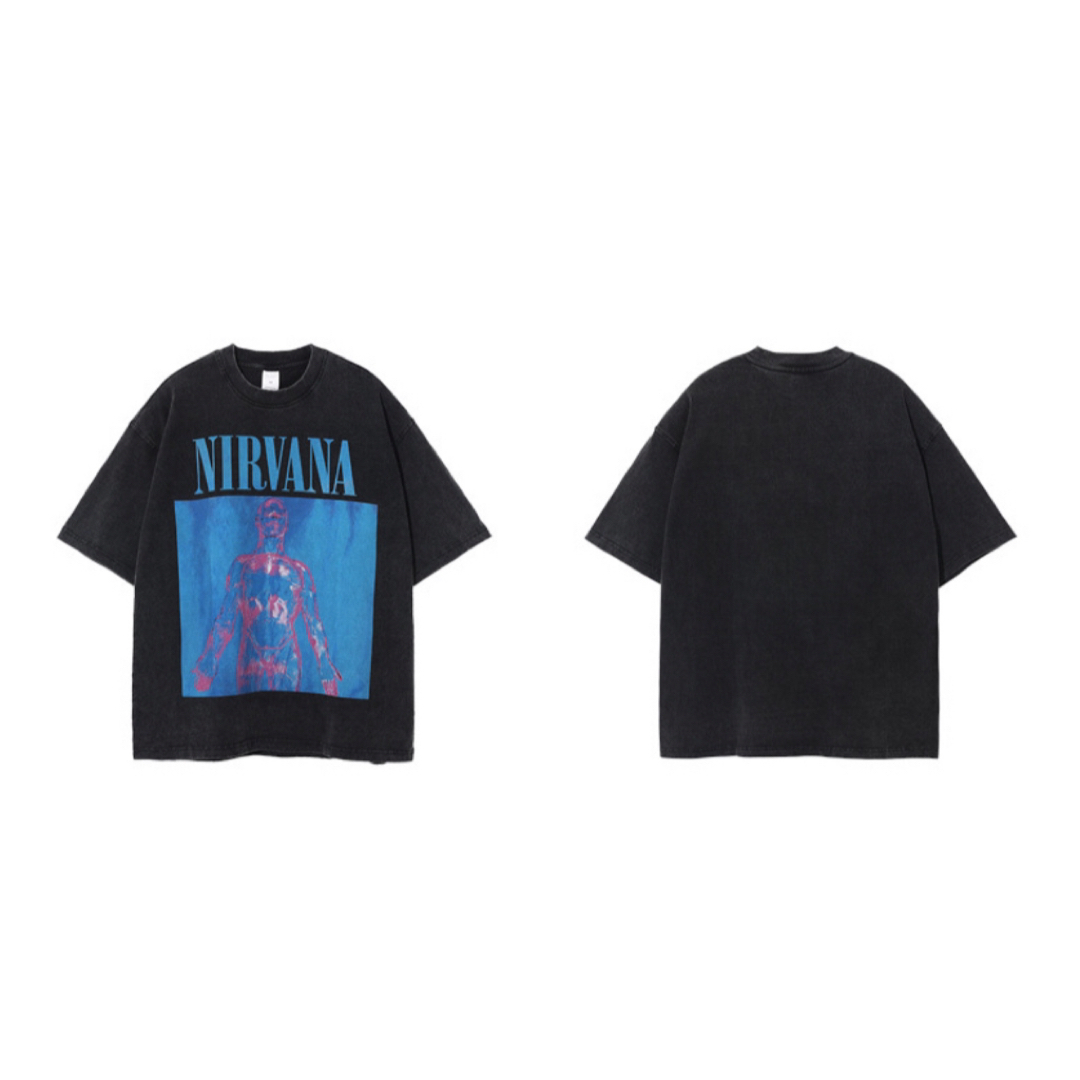 NIRVANA　ニルヴァーナ　ヴィンテージ加工　半袖Tシャツ　ブラック L メンズのトップス(Tシャツ/カットソー(半袖/袖なし))の商品写真