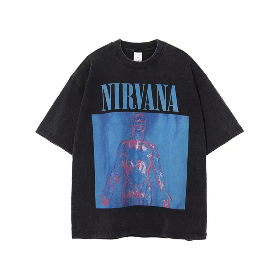 NIRVANA　ニルヴァーナ　ヴィンテージ加工　半袖Tシャツ　ブラック L メンズのトップス(Tシャツ/カットソー(半袖/袖なし))の商品写真