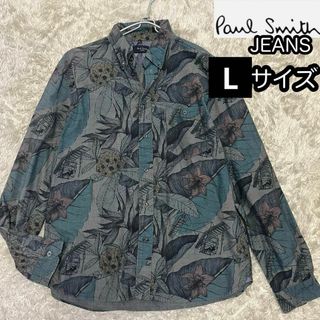 ポールスミス(Paul Smith)のLサイズ【ポールスミスジーンズ】総柄シャツ 長袖 花柄 飛行機 灰色グレー(シャツ)