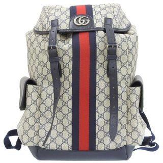 グッチ(Gucci)のグッチ GUCCI オフィディア GGミディアム GGスプリーム バックパック レザー ベージュ ブルー 598140 中古 新入荷 GU0564(バッグパック/リュック)