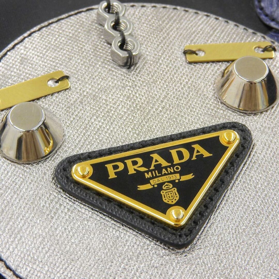 PRADA(プラダ)のプラダ PRADA ロボット バックパック リュックサック ナイロン レザー ブラック シルバー 1BZ032 中古 新入荷 OB1739 レディースのバッグ(リュック/バックパック)の商品写真