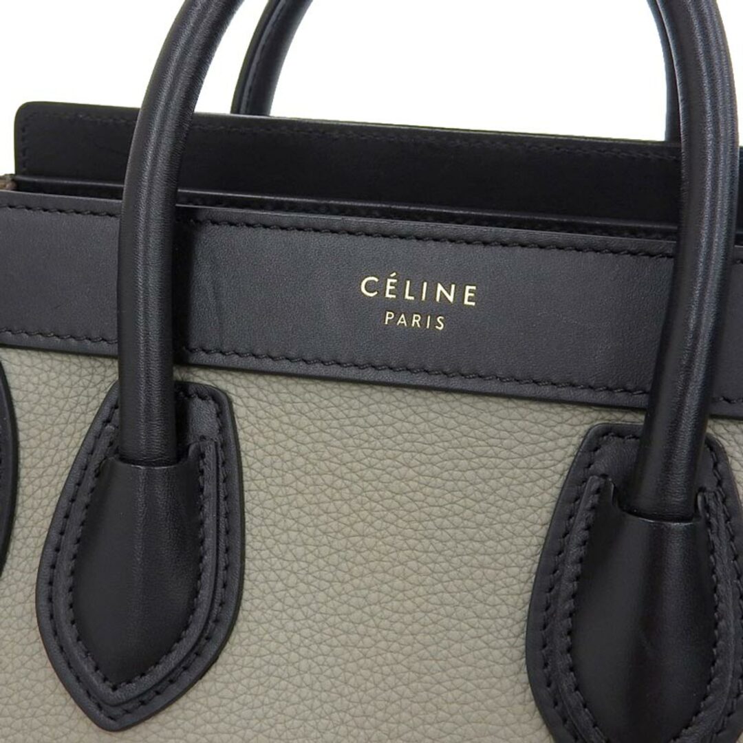 celine(セリーヌ)のセリーヌ CELINE ラゲージ ナノショッパー 2WAY ハンドバッグ ショルダーバッグ レザー ブラック グレージュ ブラウン 中古 新入荷 OB1756 レディースのバッグ(ハンドバッグ)の商品写真