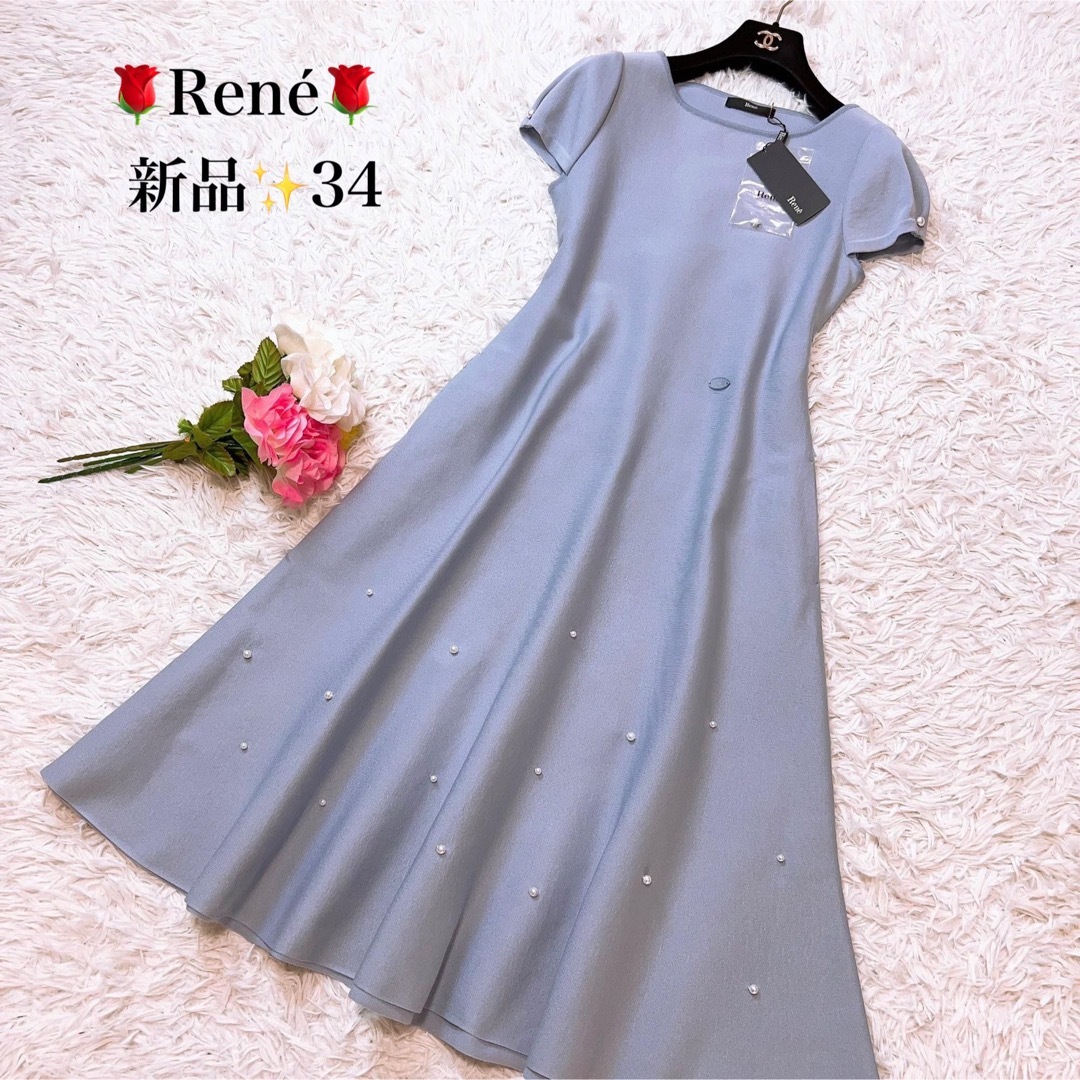 René(ルネ)の【新品✨】Rene ルネ フレアロングワンピース ブルー 34 S 7号 レディースのワンピース(ロングワンピース/マキシワンピース)の商品写真