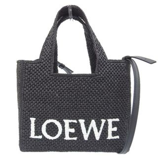 アザー(other)のロエベ LOEWE フォントトート スモール 2WAY ハンドバッグ ショルダーバッグ ラフィア レザー ブラック A685B59X01 中古 新入荷 OB1753(ハンドバッグ)