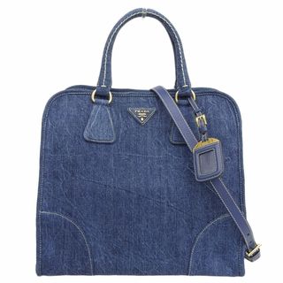 プラダ(PRADA)のプラダ PRADA 2WAYバッグ ハンドバッグ トートバッグ ショルダーバッグ デニム ブルー BN2254 中古 新入荷 OB1782(ハンドバッグ)