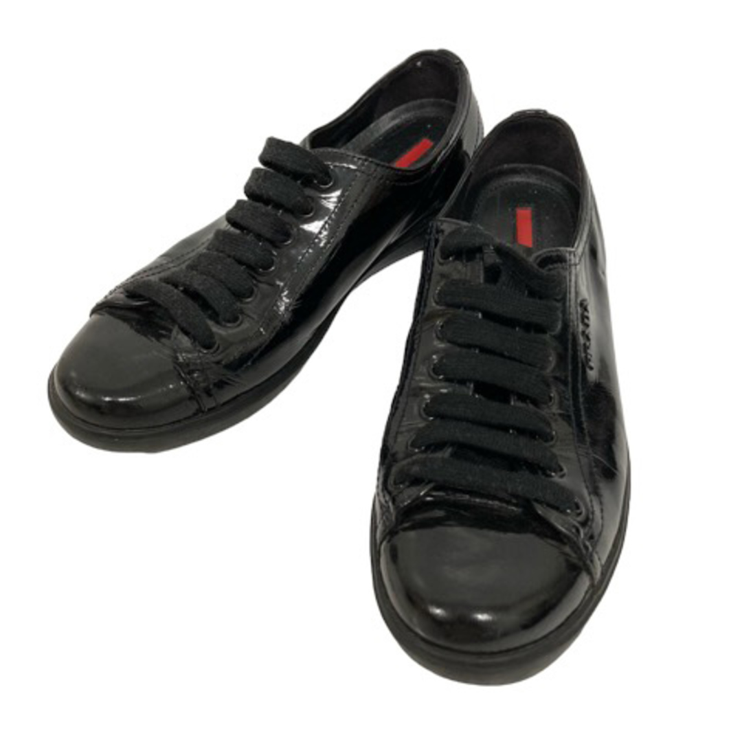 プラダスポーツ スニーカー パテント エナメル レザー 5534 37 黒   レディースの靴/シューズ(スニーカー)の商品写真