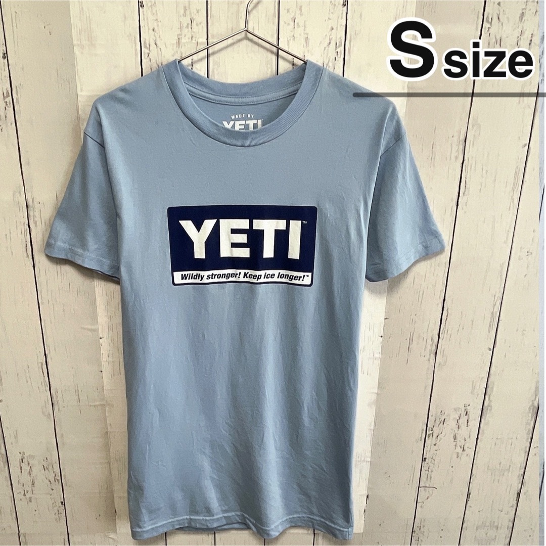 YETI(イエティ)のYETI　Tシャツ　S　ライトブルー　水色　ロゴ　プリント　コットン　USA古着 メンズのトップス(Tシャツ/カットソー(半袖/袖なし))の商品写真