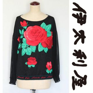 イタリヤ(伊太利屋)の39,600円新品【伊太利屋】綺麗な薔薇にストーン 袖シースルー Tシャツ 9号(Tシャツ(長袖/七分))