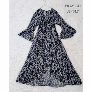 フレイアイディー(FRAY I.D)のFRAY I.D エスカルゴスリーブガウン シフォン 花柄 羽織(カーディガン)