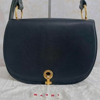 マルニ(Marni)の【美品✨】保存袋付き　マルニ　ショルダーバッグ　ゴートレザー　黒　ゴールド金具(ショルダーバッグ)