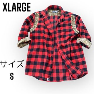 エクストララージ(XLARGE)の【美品】XLARGE エクストララージ　チェックシャツ　シャツ　豹柄　赤　レッド(シャツ)