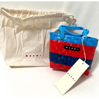 マルニ(Marni)のマルニ キッズ バッグ ブルー レッド カゴバッグ かご ミニバッグ(トートバッグ)