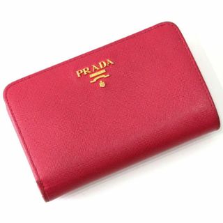 プラダ(PRADA)の定価11.7万円 プラダ  2つ折り 財布 レザー ピンク 前面ロゴ(財布)