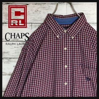 チャップス(CHAPS)の【美品人気デザイン】チャップス　長袖チェックシャツ　人気赤白サイズL C114(シャツ)