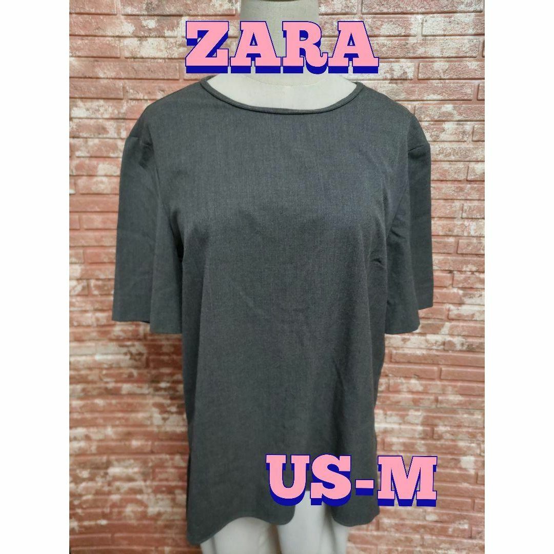 ZARA(ザラ)のZARA ザラ 半袖プルトップス グレー US-M レディースのトップス(シャツ/ブラウス(半袖/袖なし))の商品写真