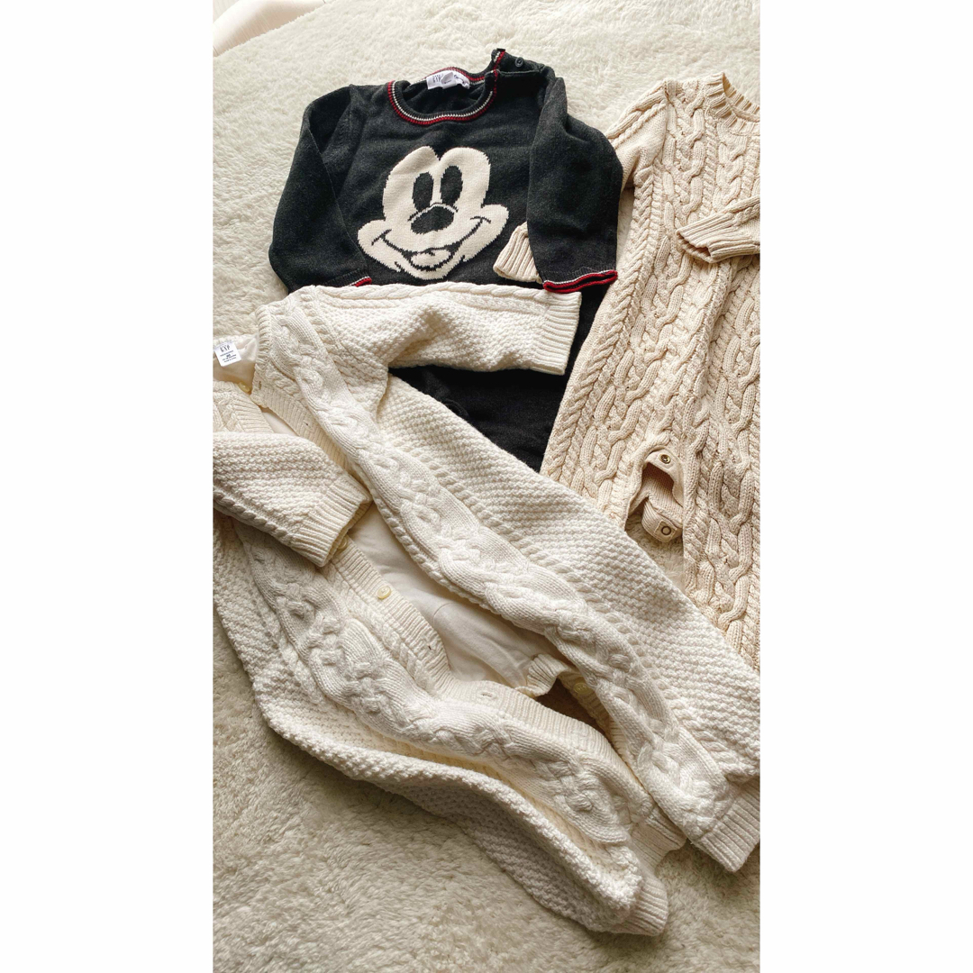 babyGAP(ベビーギャップ)のbaby GAP 冬物 ニット ロンパース 冬物 3点セット キッズ/ベビー/マタニティのベビー服(~85cm)(ロンパース)の商品写真