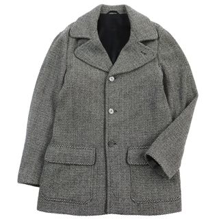 美品●ARMANI COLLEZIONI アルマーニコレッツォーニ ヘリンボーン柄 ハーフコート グレー系 52 イタリア製 正規品 メンズ