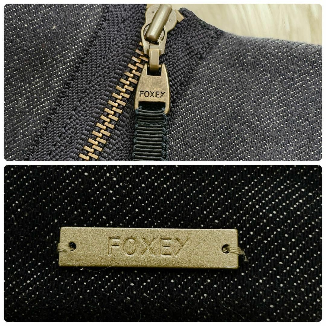 FOXEY NEW YORK(フォクシーニューヨーク)の【美品✨】フォクシーニューヨーク　デニム　ワンピース　ロゴプレート付き レディースのワンピース(ひざ丈ワンピース)の商品写真