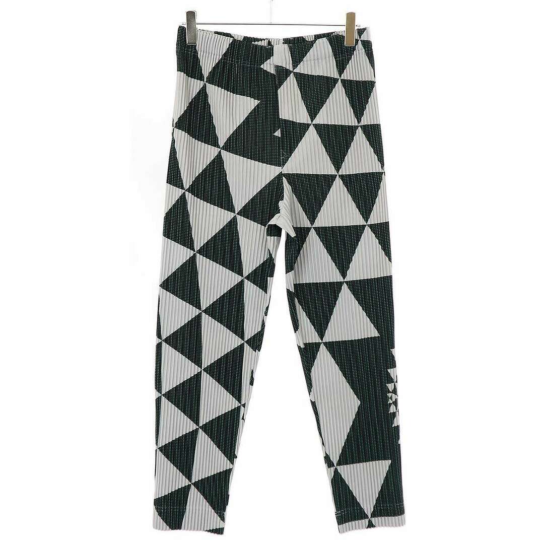 ISSEY MIYAKE(イッセイミヤケ)のHOMME PLISSE ISSEY MIYAKE オム プリッセ イッセイ ミヤケ 23AW TRIANGULAR GRID トライアングルプリーツパンツ HP33JF352 グレー グリーン 3 メンズのパンツ(その他)の商品写真