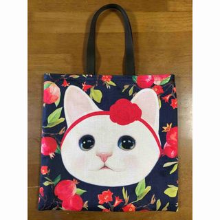 ハンドメイド 猫柄ぺたんこトートバッグ(バッグ)