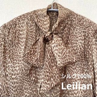 レリアン(leilian)のLeilian レリアン　レオパード柄　シルク100% ボウタイブラウス(シャツ/ブラウス(長袖/七分))