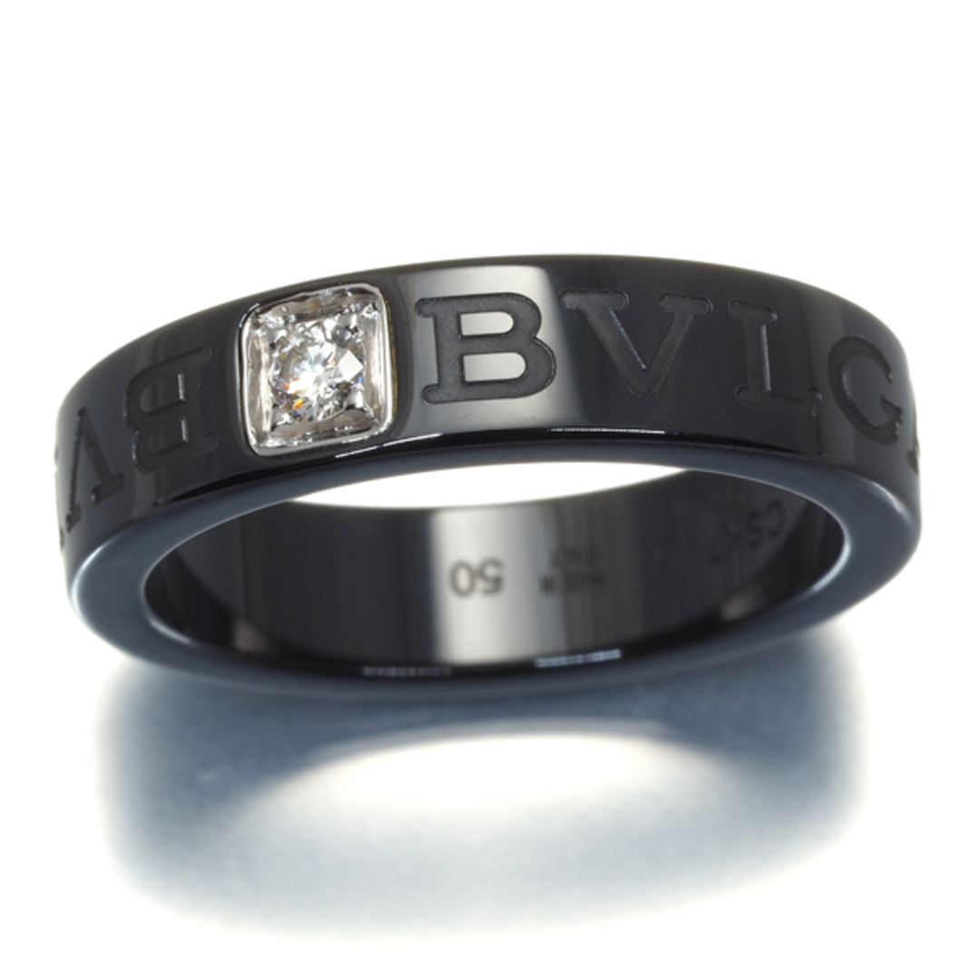 BVLGARI(ブルガリ)のブルガリ リング ダイヤ ダブルロゴ 50号 K18WG/セラミック  レディースのアクセサリー(リング(指輪))の商品写真