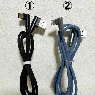 USB to LightningとUSB to TypeCのL字ケーブル★計2本(バッテリー/充電器)