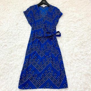 ダイアンフォンファステンバーグ(DIANE von FURSTENBERG)の希少♡ DVF ワンピース　カシュクール　総柄　シルク混　大きいサイズ　8(ロングワンピース/マキシワンピース)