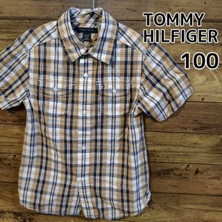 トミーヒルフィガー(TOMMY HILFIGER)の【TOMMY HILFIGER】半袖シャツ　チェック ベージュ　100cm(ブラウス)