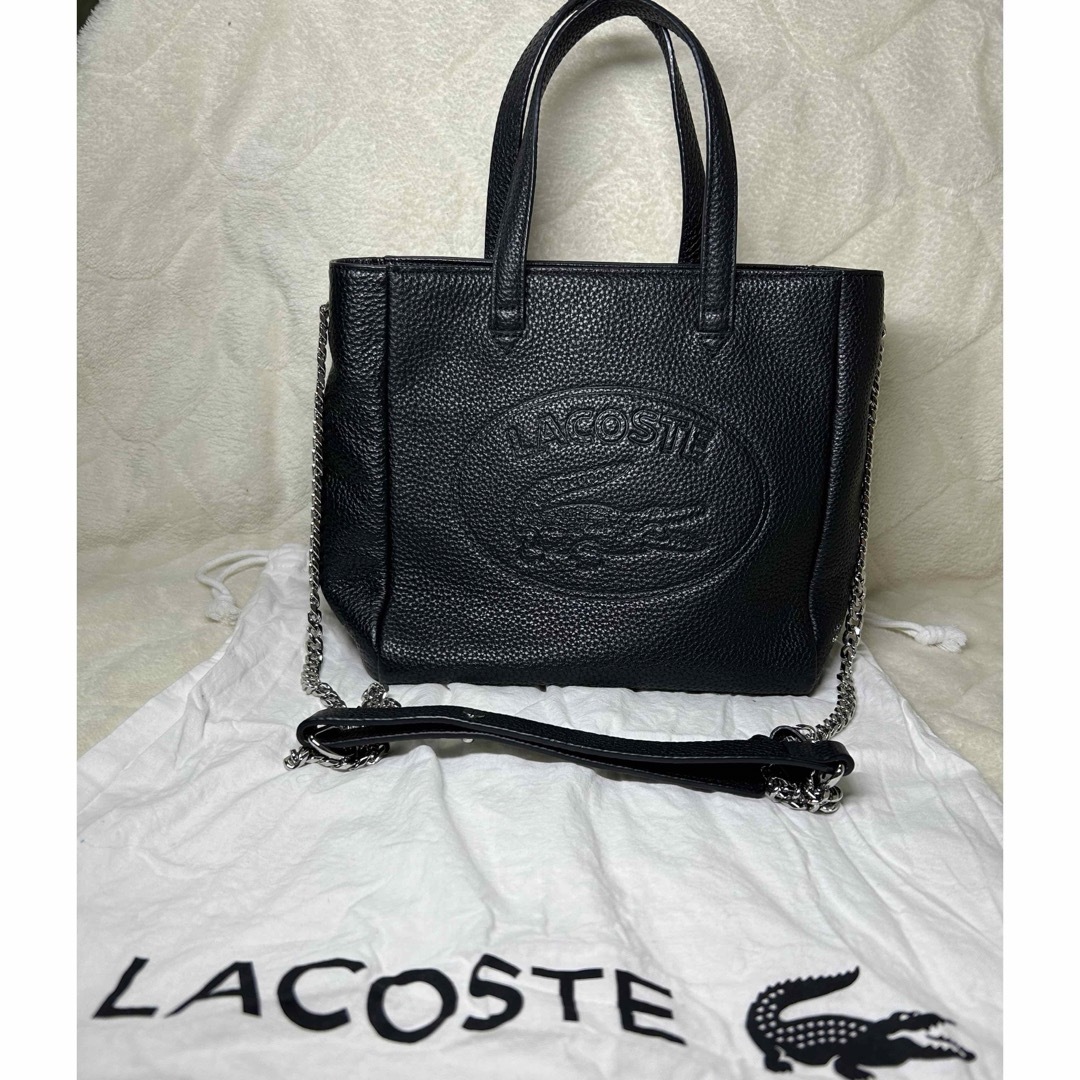 LACOSTE(ラコステ)のLACOSTE レザー 2way ショルダーバッグ SVチェーン 黒 レディースのバッグ(ショルダーバッグ)の商品写真