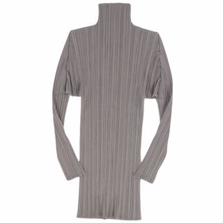 プリーツプリーズイッセイミヤケ(PLEATS PLEASE ISSEY MIYAKE)の美品 プリーツプリーズ イッセイミヤケ PLEATS PLEASE シャツ ブラウス ロングスリーブ 長袖 ハイネック プリーツ トップス レディース 3(L相当) ライトブルーグレー(シャツ/ブラウス(長袖/七分))