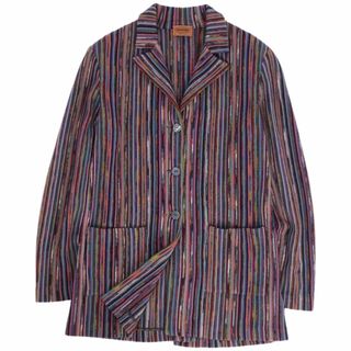 美品 ミッソーニ MISSONI ジャケット テーラード ニット ロングスリーブ 長袖 総柄 アウター レディース 46(L相当) マルチカラー(その他)