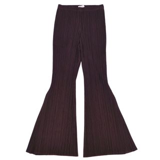 プリーツプリーズイッセイミヤケ(PLEATS PLEASE ISSEY MIYAKE)の美品 プリーツプリーズ イッセイミヤケ PLEATS PLEASE パンツ フレアパンツ ロングパンツ プリーツ ボトムス レディース 4(XL相当) ボルドー(その他)