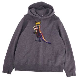 コーチ(COACH)の美品 コーチ COACH バスキア Jean Michel Basquiat Hoodie スウェット パーカー プルオーバー 刺繍 トップス メンズ L グレー(パーカー)