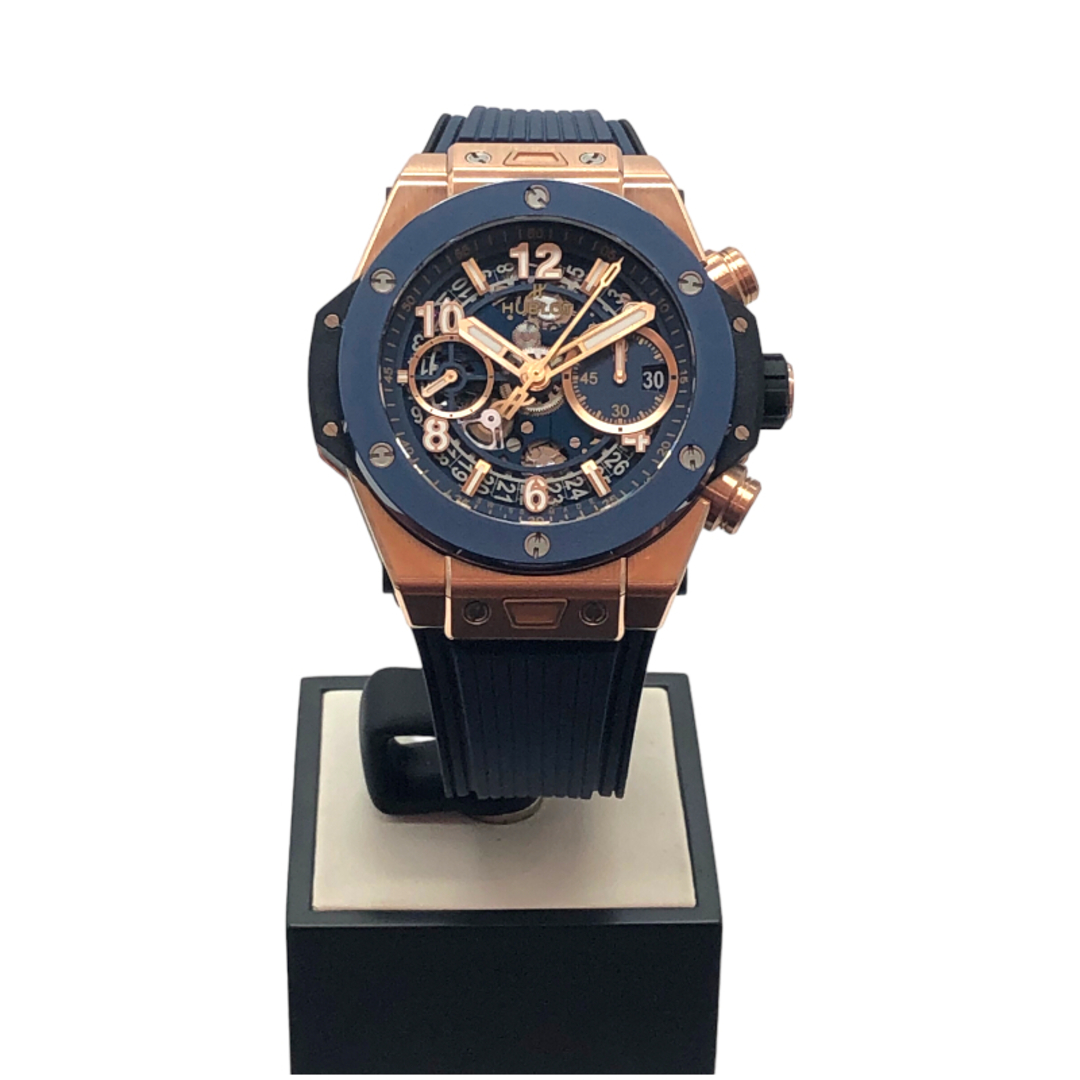 HUBLOT(ウブロ)のウブロ HUBLOT ビッグ・バン ウニコ キングゴールド ブルーセラミック 441.OL.5181.RX ブルー、ゴールド K18ゴールド 18Kキングゴールド 自動巻き メンズ 腕時計 メンズの時計(その他)の商品写真