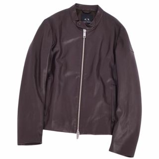 アルマーニエクスチェンジ(ARMANI EXCHANGE)の美品 アルマーニ エクスチェンジ ARMANI EXCHANGE ジャケット レザージャケット シングル フェイクレザー アウター メンズ S ブラウン(レザージャケット)