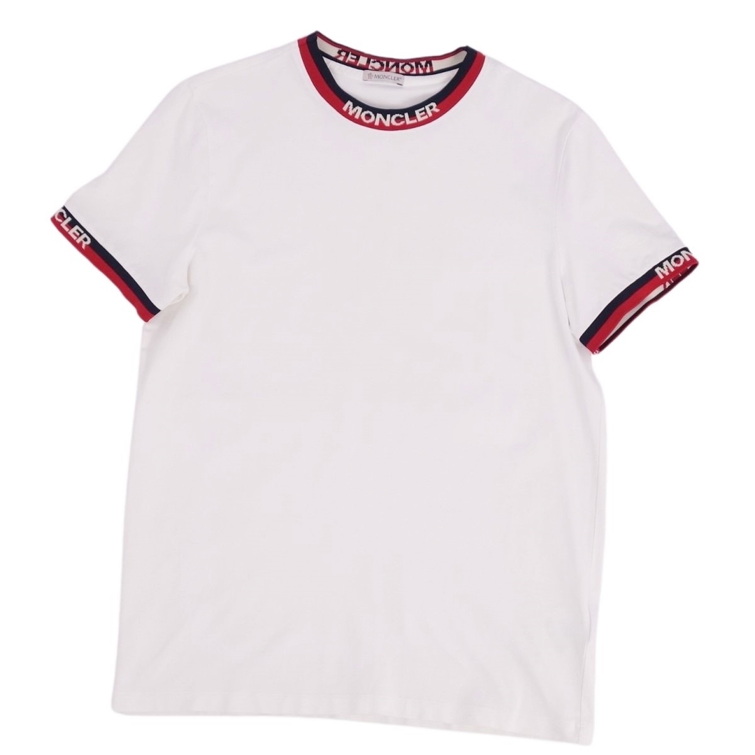 MONCLER(モンクレール)の美品 モンクレール MONCLER Tシャツ カットソー 半袖 ショートスリーブ ロゴ トップス メンズ S ホワイト メンズのトップス(Tシャツ/カットソー(半袖/袖なし))の商品写真