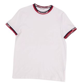 モンクレール(MONCLER)の美品 モンクレール MONCLER Tシャツ カットソー 半袖 ショートスリーブ ロゴ トップス メンズ S ホワイト(Tシャツ/カットソー(半袖/袖なし))