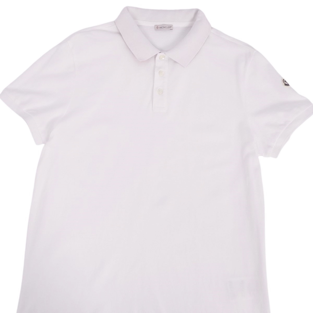 MONCLER(モンクレール)の美品 モンクレール MONCLER シャツ ポロシャツ 半袖 ショートスリーブ ロゴ 鹿の子 トップス メンズ L ホワイト メンズのトップス(ポロシャツ)の商品写真