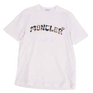 モンクレール(MONCLER)の美品 モンクレール MONCLER Tシャツ カットソー 2022年 半袖 ショートスリーブ ロゴ トップス メンズ M ホワイト(Tシャツ/カットソー(半袖/袖なし))