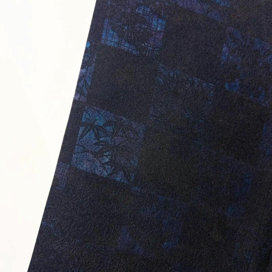藍染　市松模様　松竹梅　唐花地紋　小紋　着物　032w レディースの水着/浴衣(その他)の商品写真
