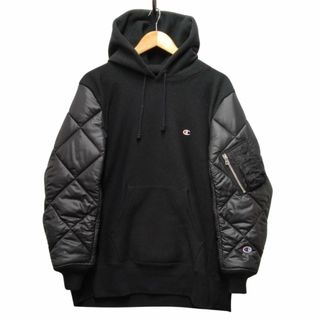 JUNYA WATANABE - JUNYA WATANABE ×Champion WL-T905 スウェットカスタマイズ×エステルリップストップキルティング パーカー 黒 L 正規品 / 33943