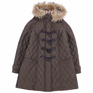 バーバリー(BURBERRY)のバーバリー ロンドン BURBERRY LONDON コート ダッフルコート ラクーンファー 中綿入り アウター レディース 44(L相当) カーキ(その他)