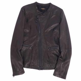 美品 ディーゼル DIESEL ジャケット レザージャケット ライダース ラムレザー アウター メンズ XS ブラック(レザージャケット)