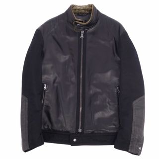 ヒューゴボス HUGO BOSS ジャケット ブルゾン レザージャケット ジップアップ ラムレザー アウター メンズ 48(M相当) ブラック