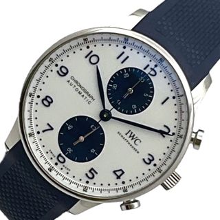 インターナショナルウォッチカンパニー(IWC)の　インターナショナルウォッチカンパニー IWC ポルトギーゼ クロノグラフ IW371620 ホワイト×ブルー ステンレススチール 自動巻き メンズ 腕時計(その他)