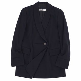 ジルサンダー(Jil Sander)のジルサンダー JIL SANDER+ ジャケット ショールカラー ダブルブレスト ウール アウター レディース 38(L相当) ブラック(テーラードジャケット)